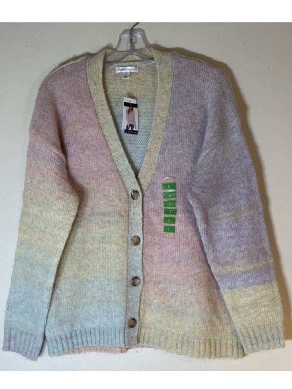 John Paul Richard Boho Wool Blend Pastel Ombré Cardigan. L. NWT.
